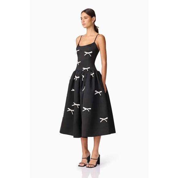 Elliatt Ursula A-Line Midi Dress in Black Wedding Bridal Party Dress size S NWT - Picture 4 of 8